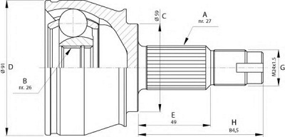 OPEN PARTS cvj571210 -  Шарнирный комплект, приводной вал
